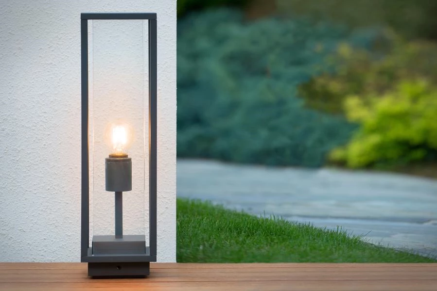 Lucide CLAIRE - Bollard light Outdoor - 1xE27 - IP54 - Anthracite - ambiance 3